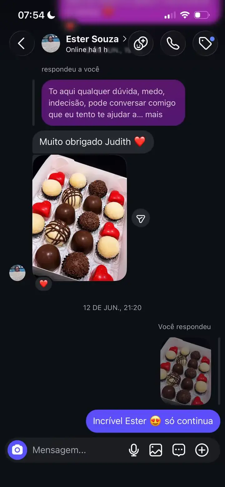 Depoimento 9 — aluna do ebook O Segredo do Chocolate
