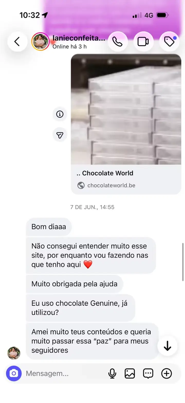 Depoimento 7 — aluna do ebook O Segredo do Chocolate