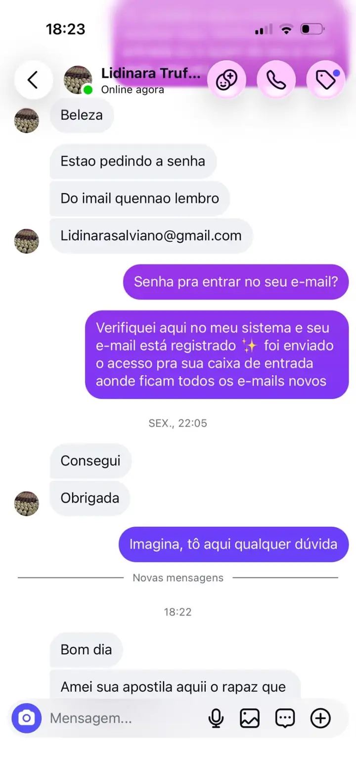 Depoimento 15 — aluna do ebook O Segredo do Chocolate