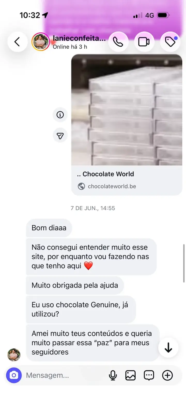 Depoimento 12 — aluna do ebook O Segredo do Chocolate